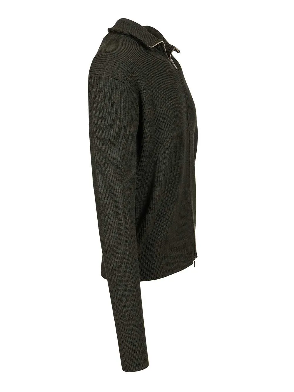 Ribbed Zip-Up Cardigan