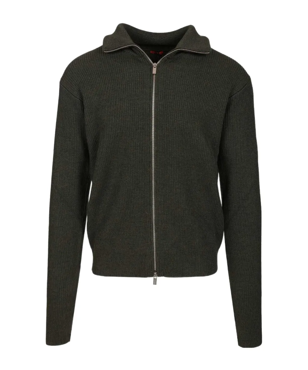 Ribbed Zip-Up Cardigan