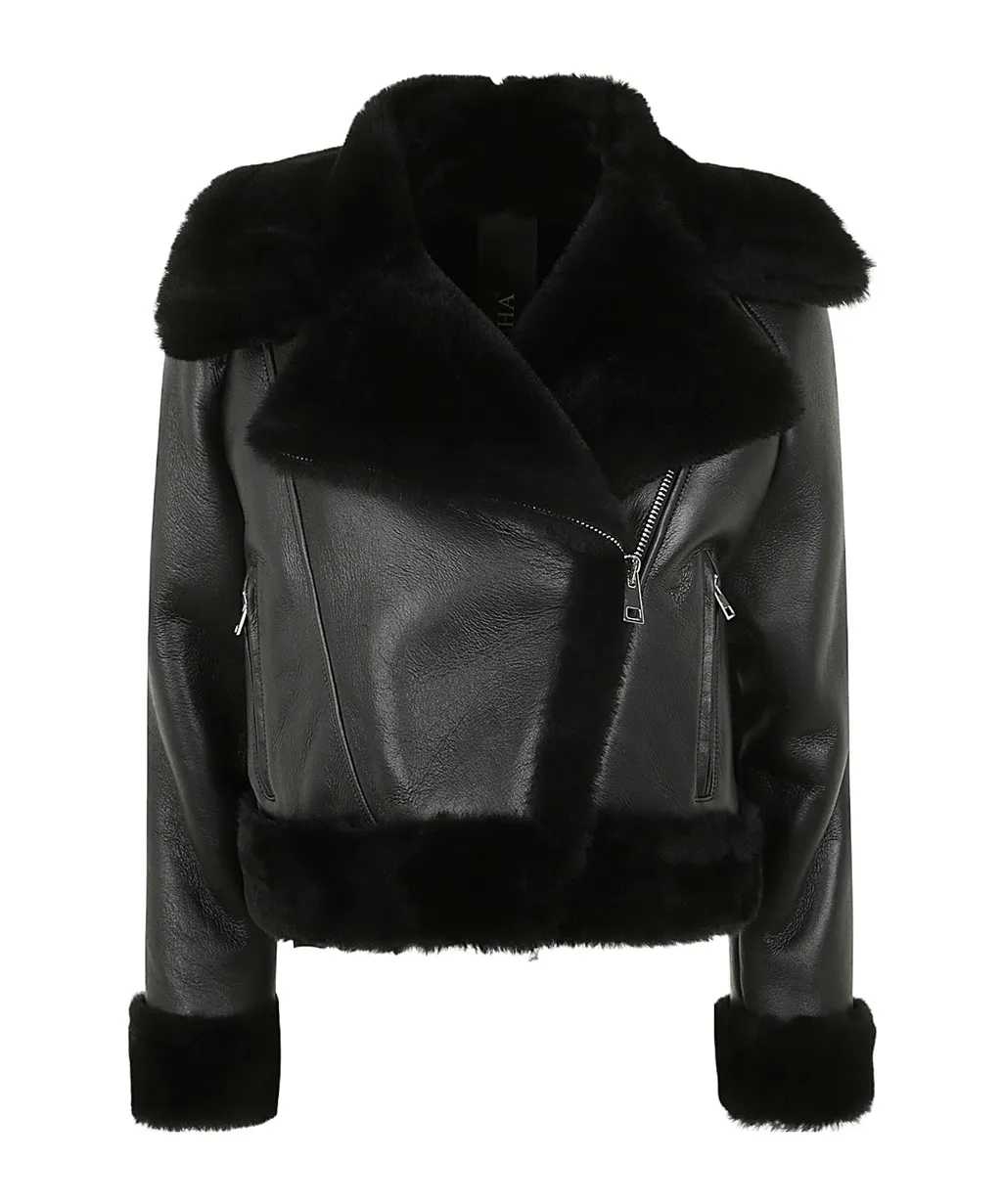 Long-Sleeved Leather Jacket