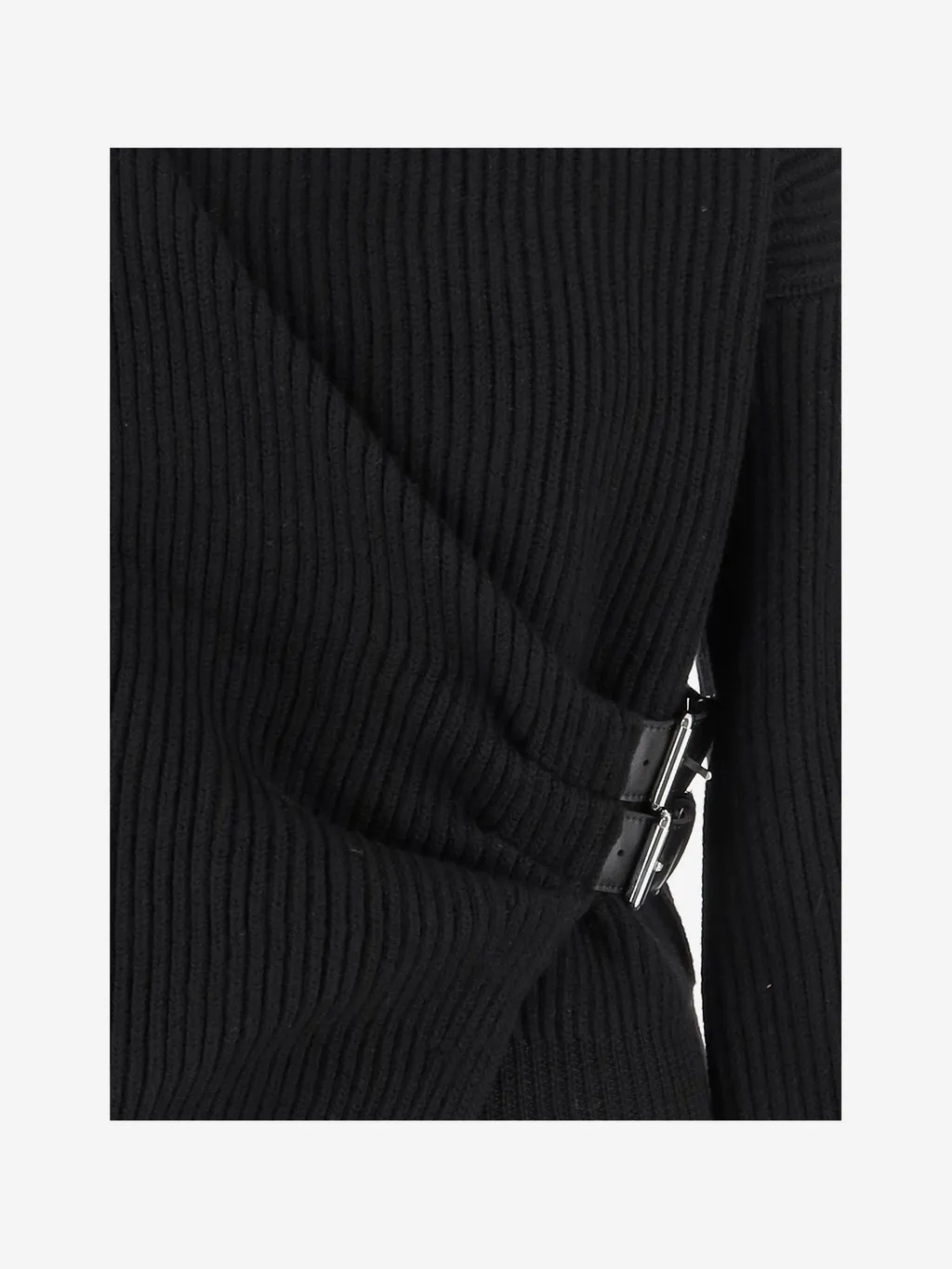 Ribbed Buckle-Fastening Sweater