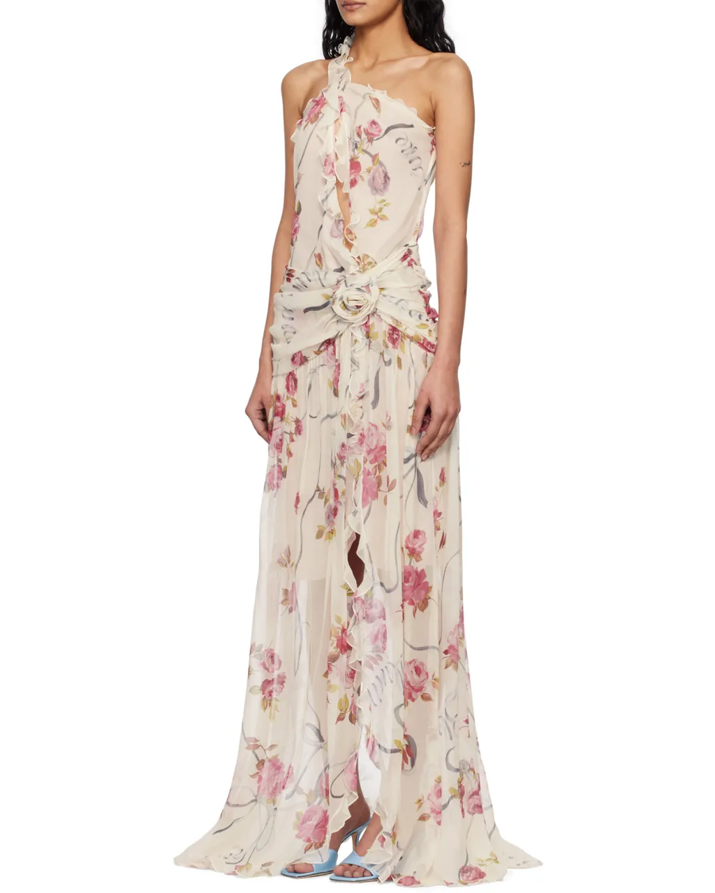 One-Shoulder Creponne Maxi Dress