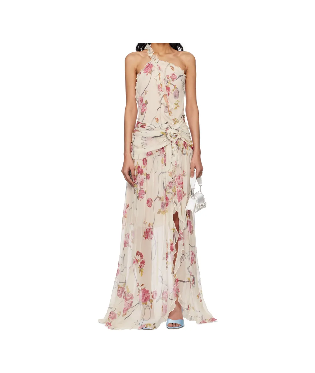 One-Shoulder Creponne Maxi Dress