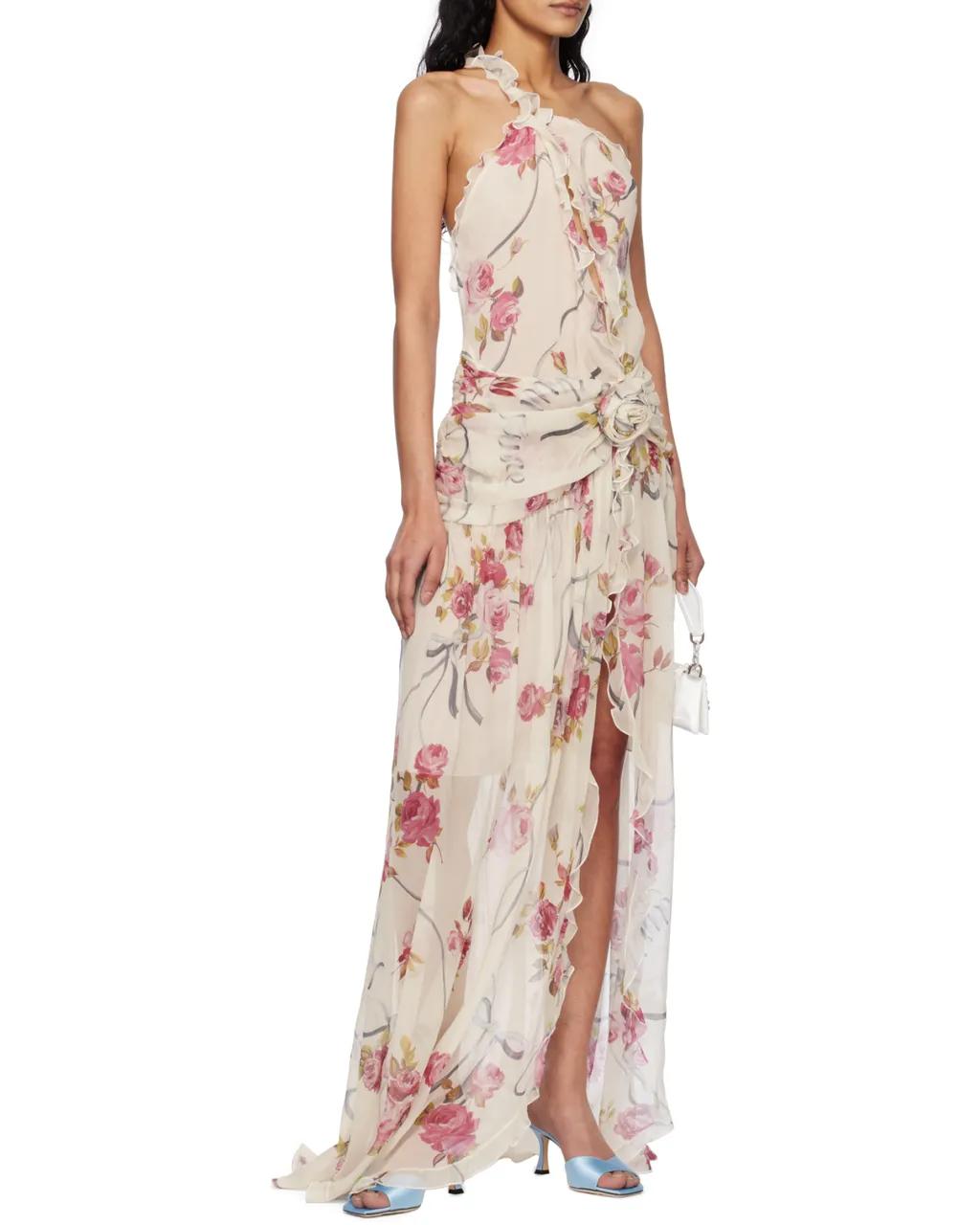 One-Shoulder Creponne Maxi Dress