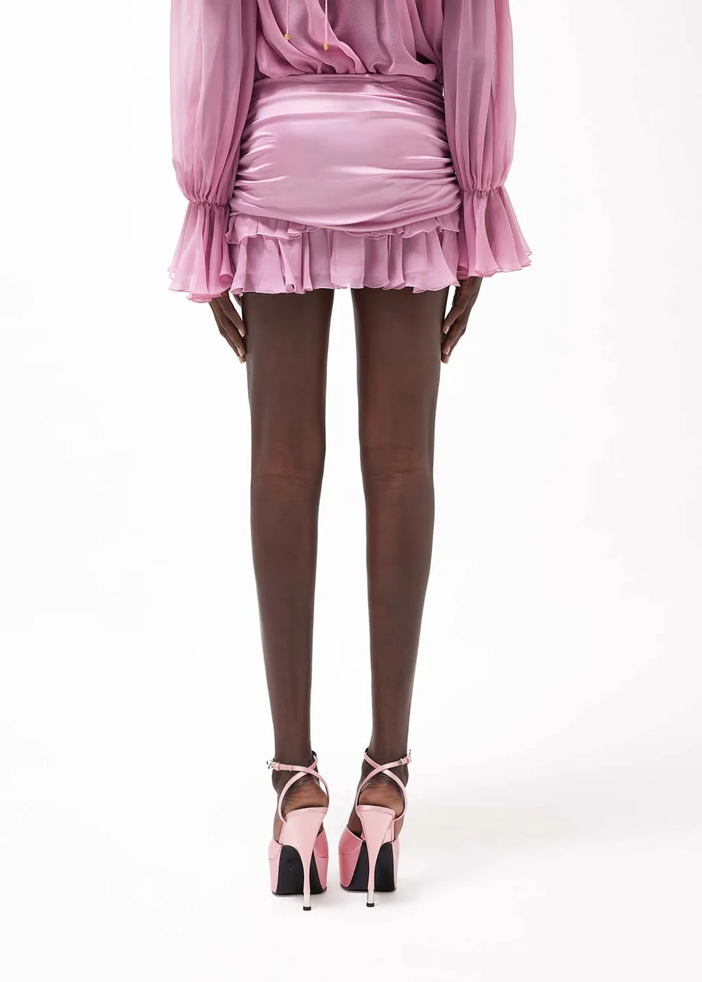 Gathered-Detailed Ruffled Mini Skirt