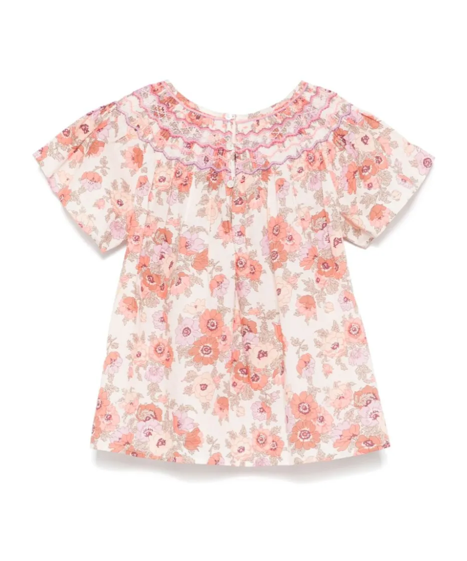 Adelice Smocked Embroidered Blouse