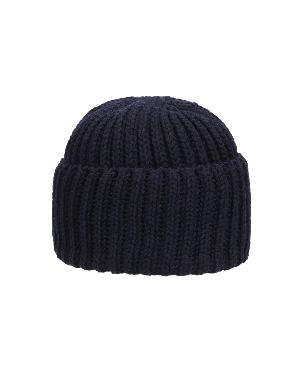 Logo Patch Ribbed Knitted Beanie