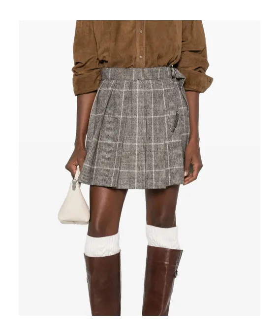 Checked Pleated Mini Skirt