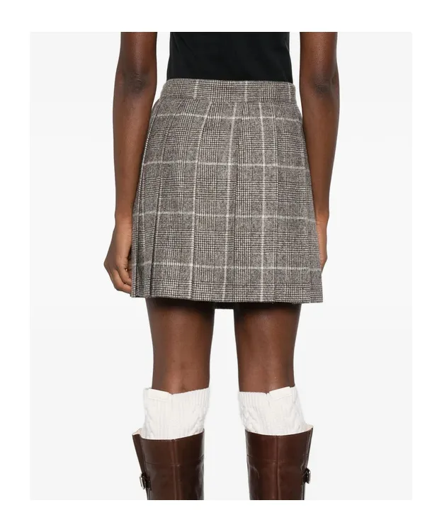 Checked Pleated Mini Skirt