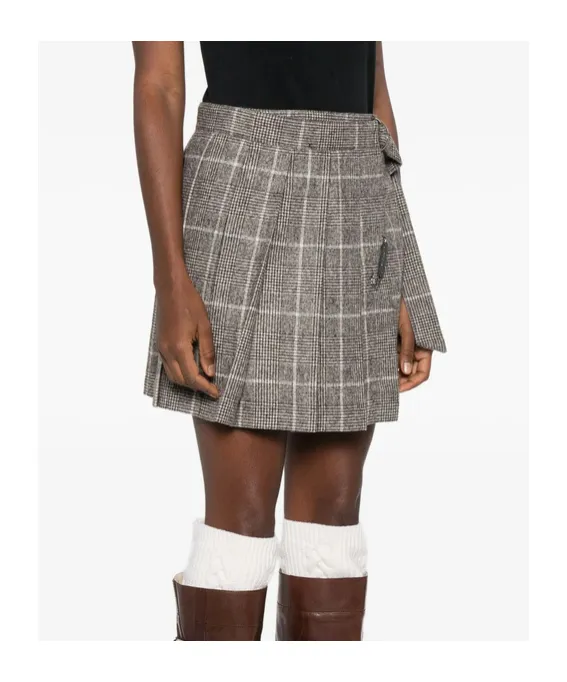 Checked Pleated Mini Skirt