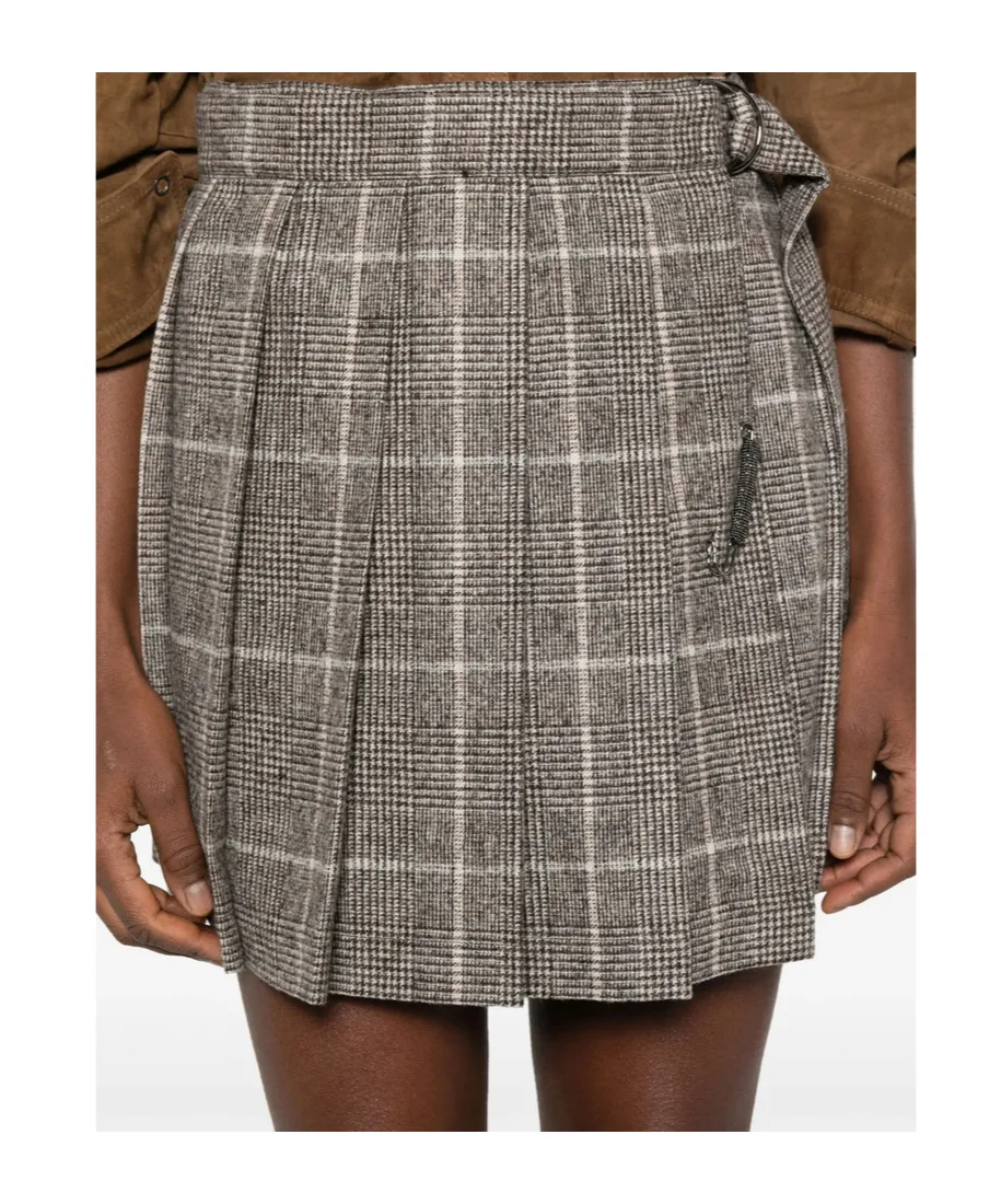 Checked Pleated Mini Skirt