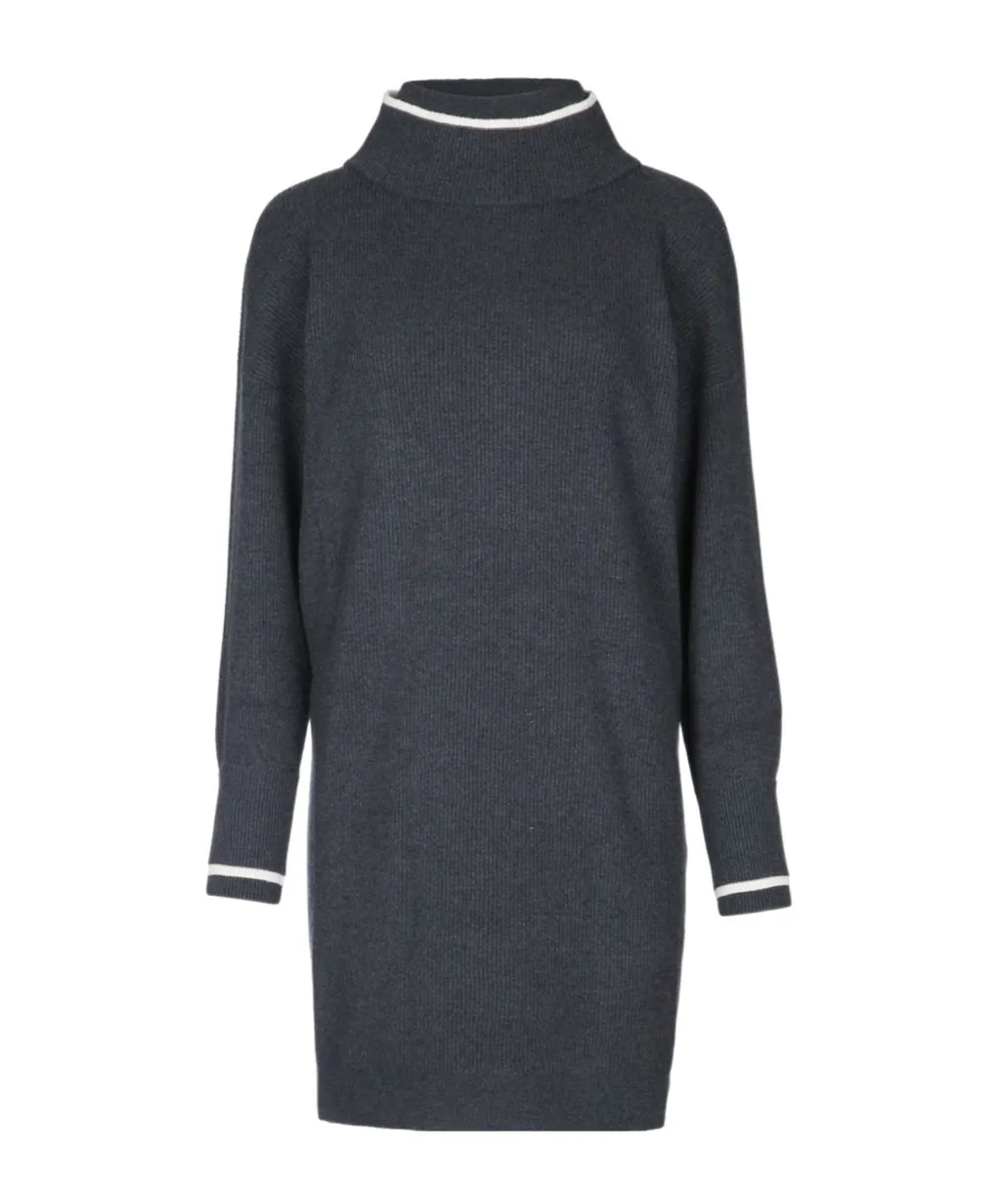 High Neck Ribbed Mini Dress