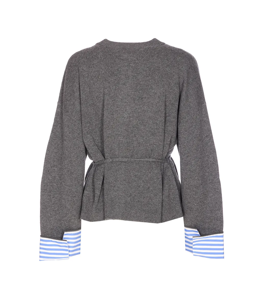 Striped Cuff Knitted Cardigan