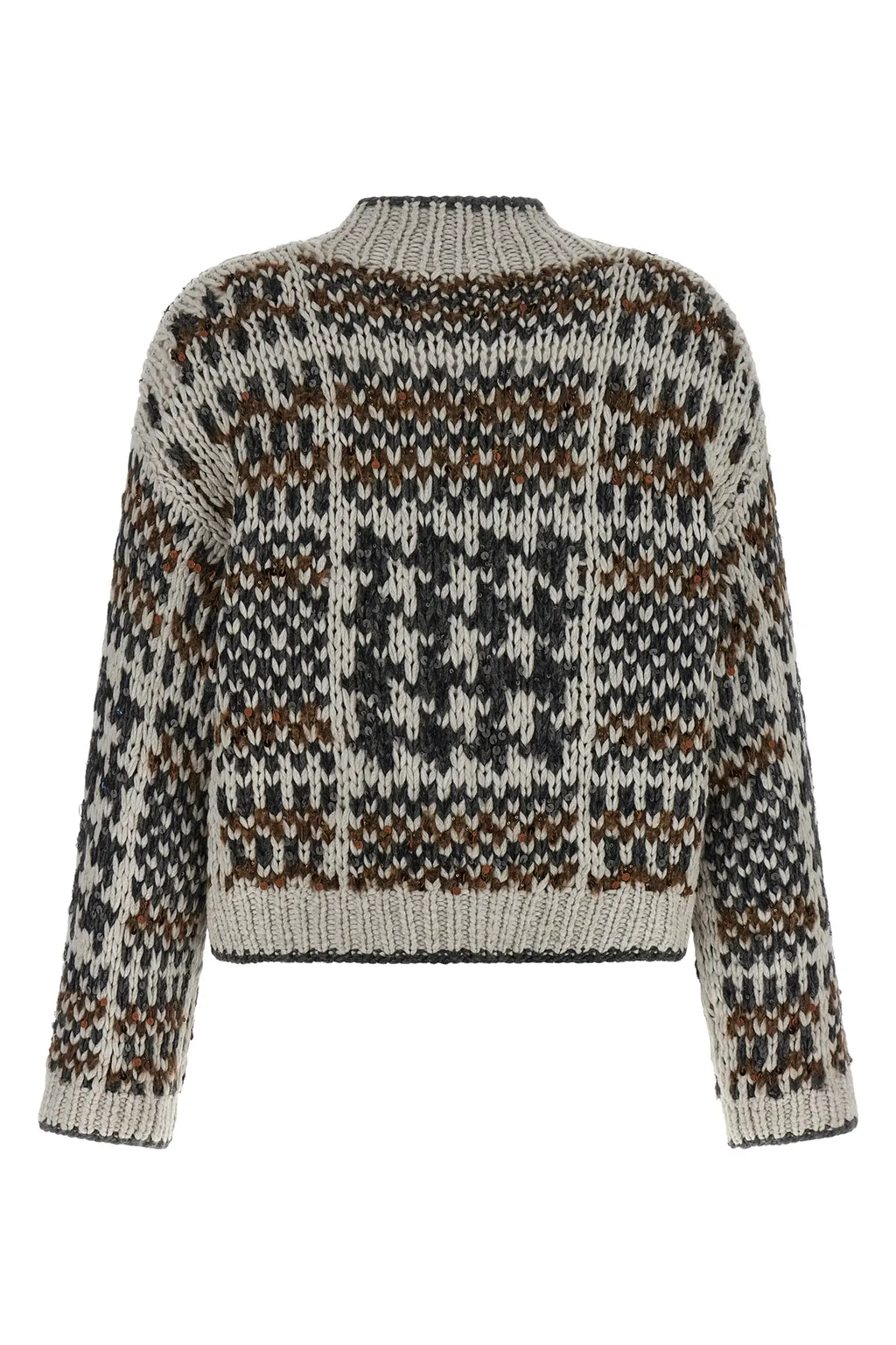 Sequin-Embellished Patterned Sweater