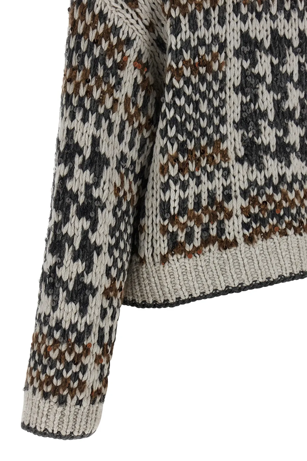 Sequin-Embellished Patterned Sweater