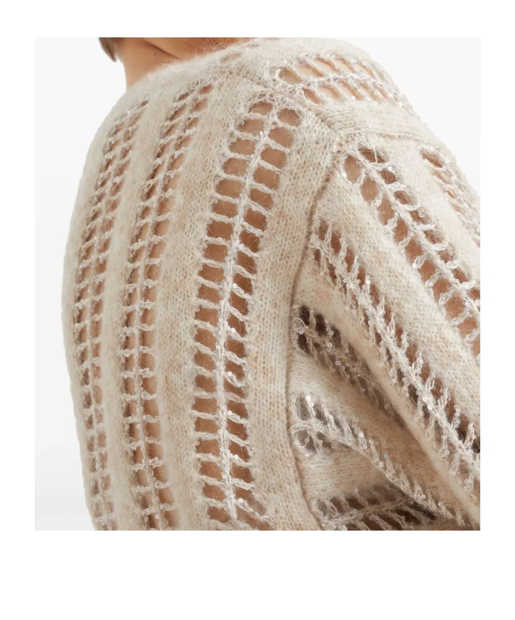 Short-Sleeved Open-Knitted Jumper