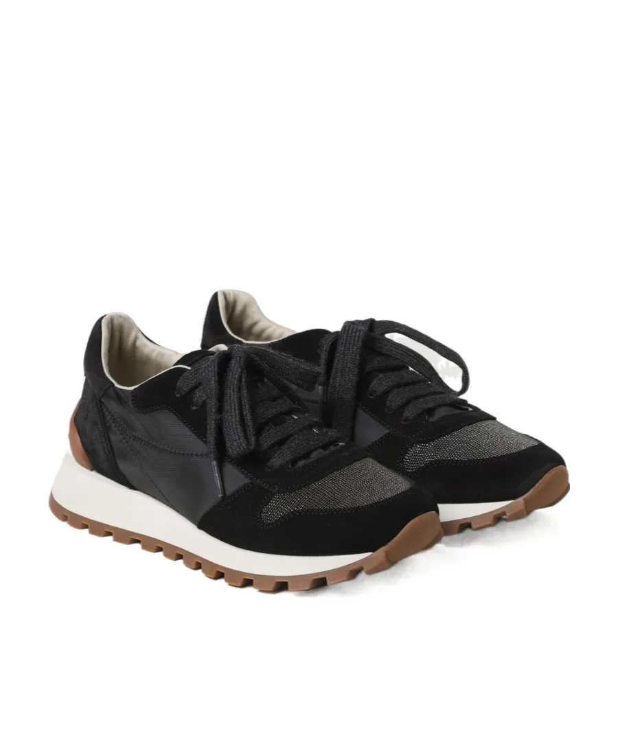 Panelled Lace-Up Sneakers