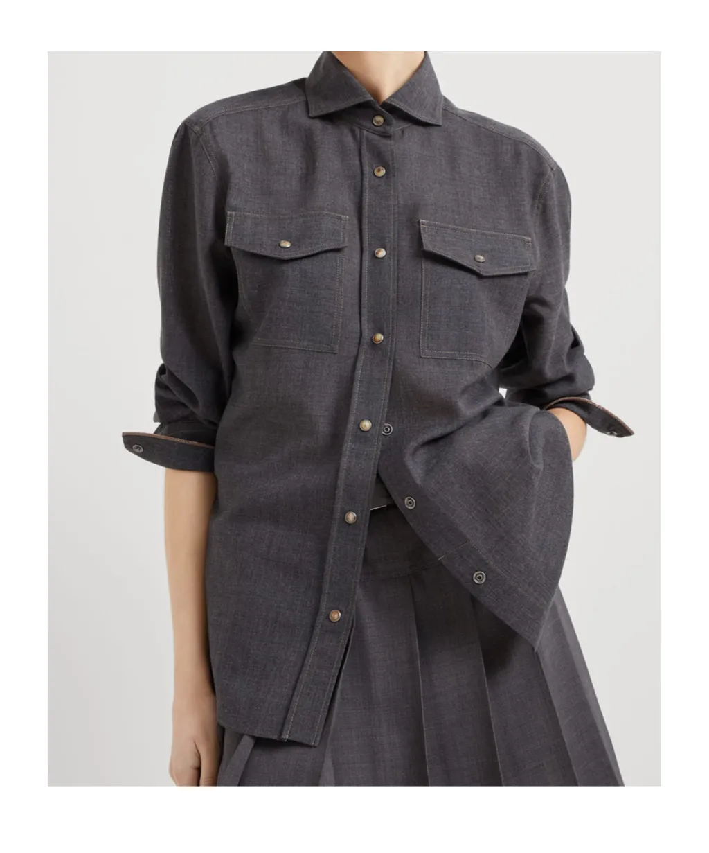 Monili-Trim Button-Up Shirt