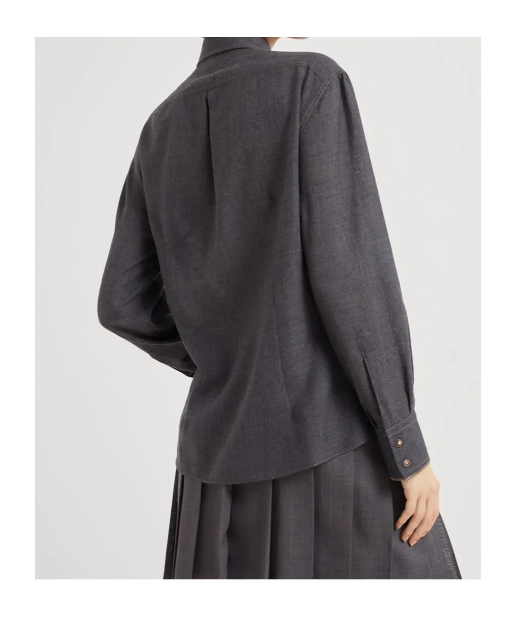 Monili-Trim Button-Up Shirt