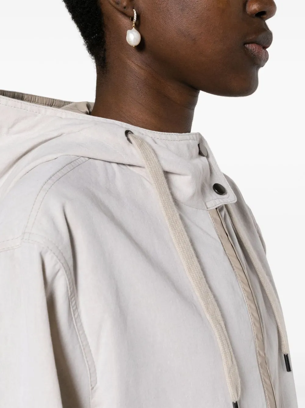 Zip-Up Hooded Drawstring Jacket