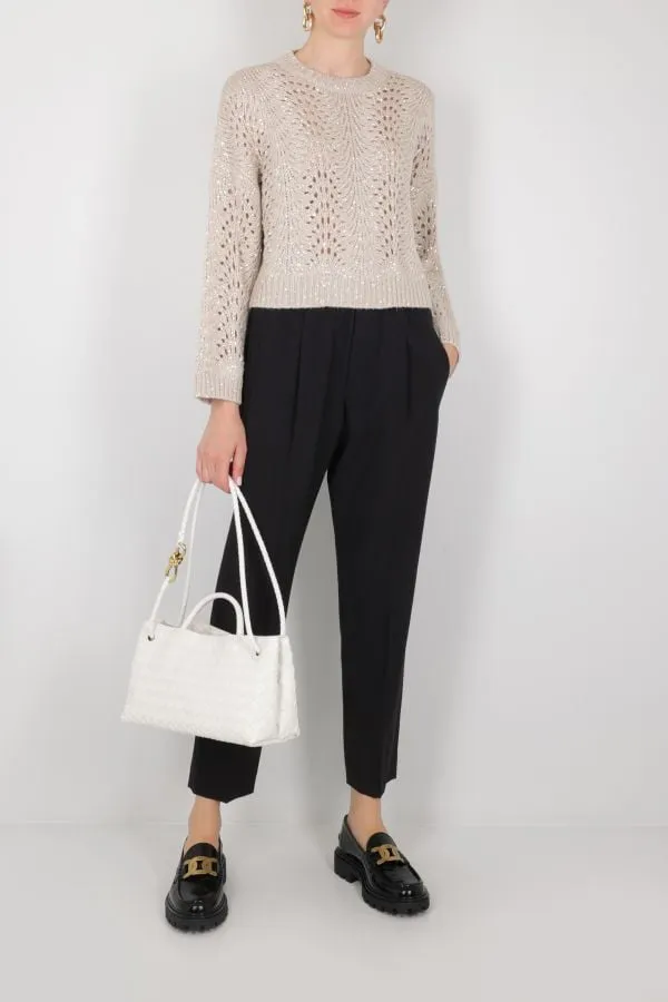 Sequin-Detailed Crewneck Jumper