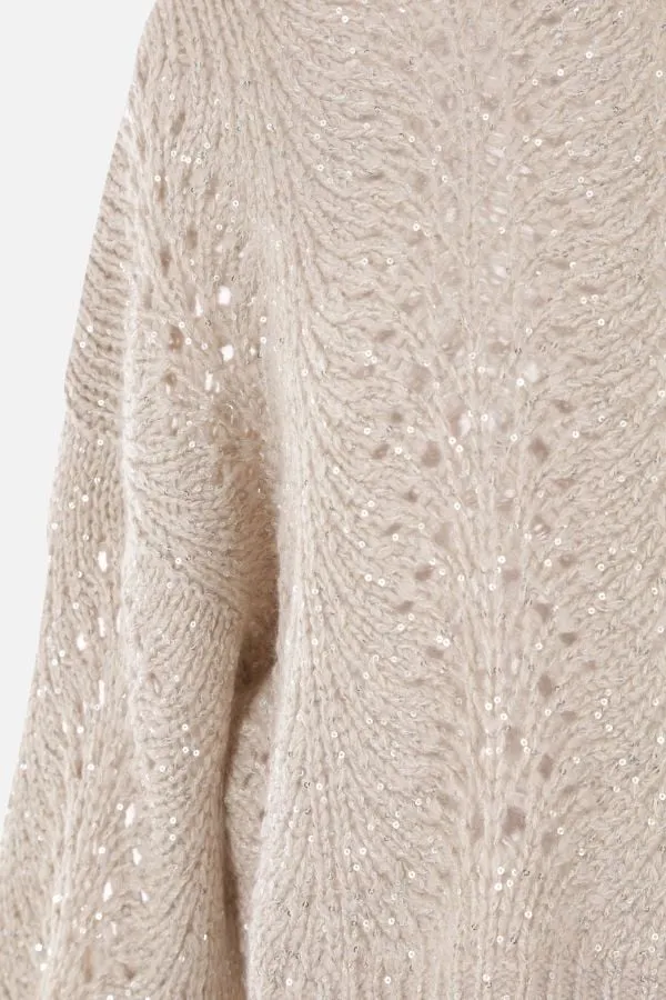 Sequin-Detailed Crewneck Jumper