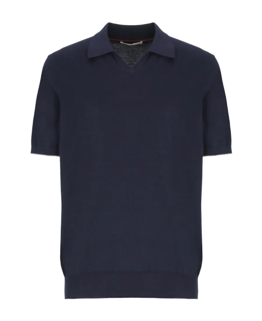 Short-Sleeved Fine-Knitted Polo Shirt