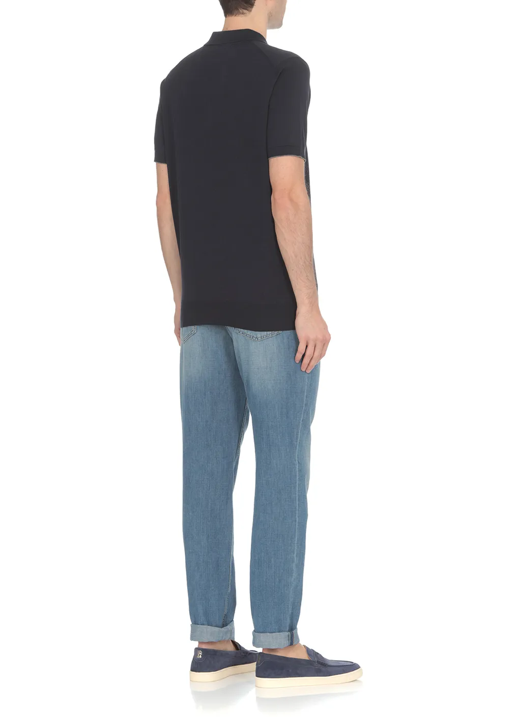 Short-Sleeved Fine-Knitted Polo Shirt