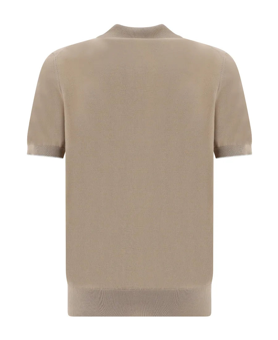 Short-Sleeved Fine-Knitted Polo Shirt