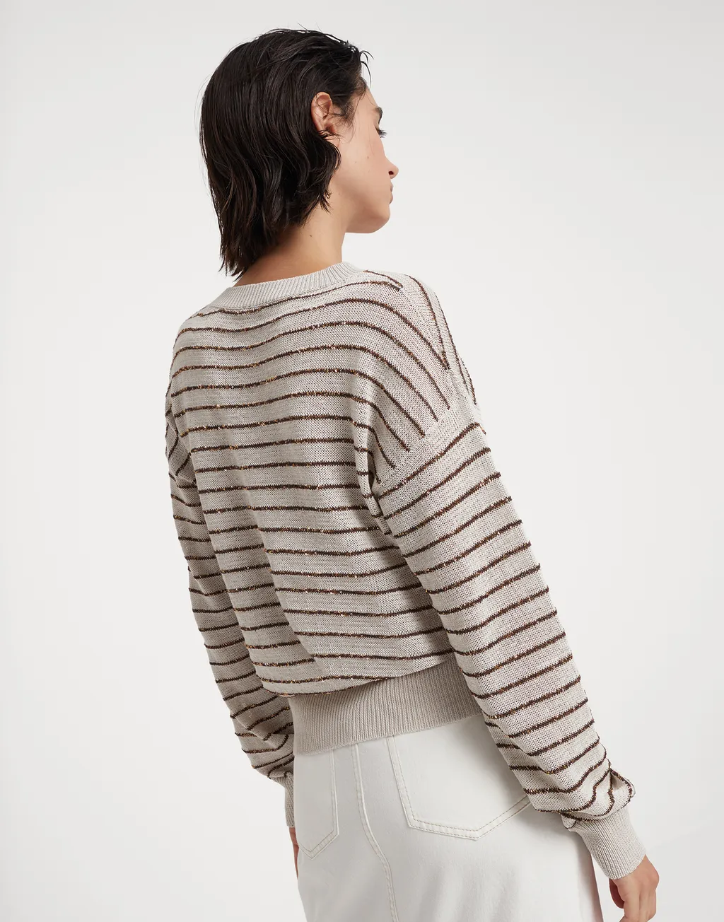 Stripe Detailed Crewneck Jumper