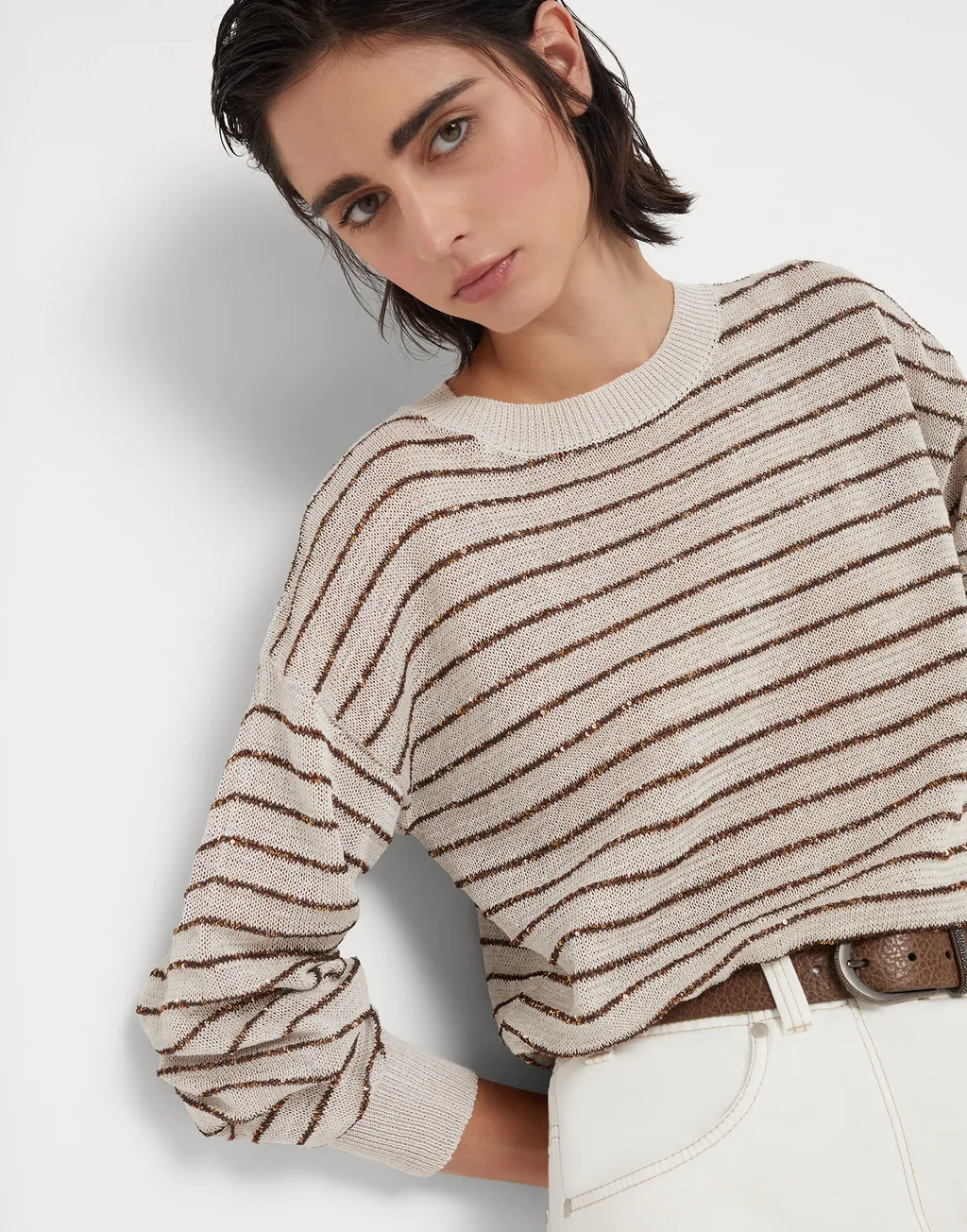 Stripe Detailed Crewneck Jumper