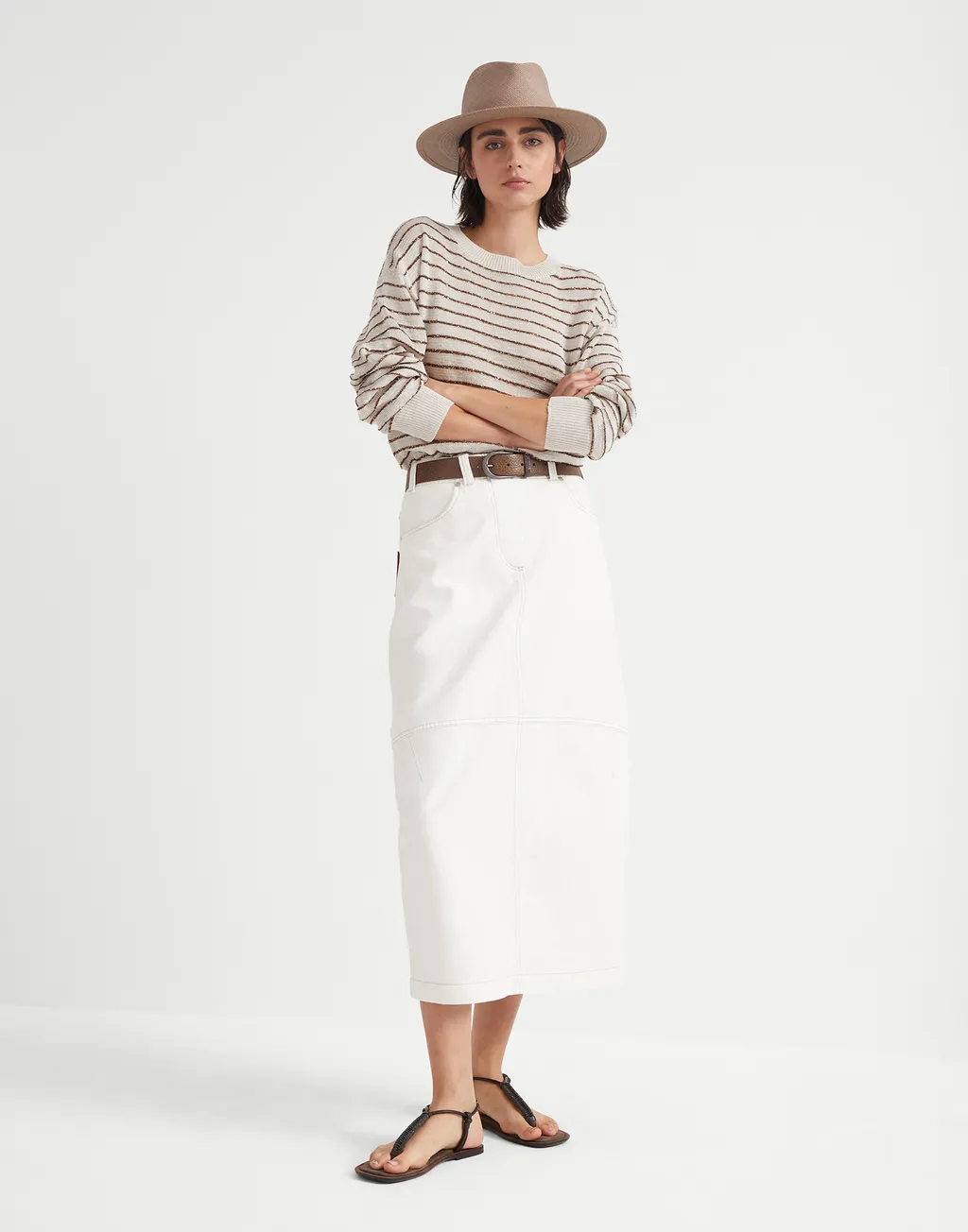 Stripe Detailed Crewneck Jumper