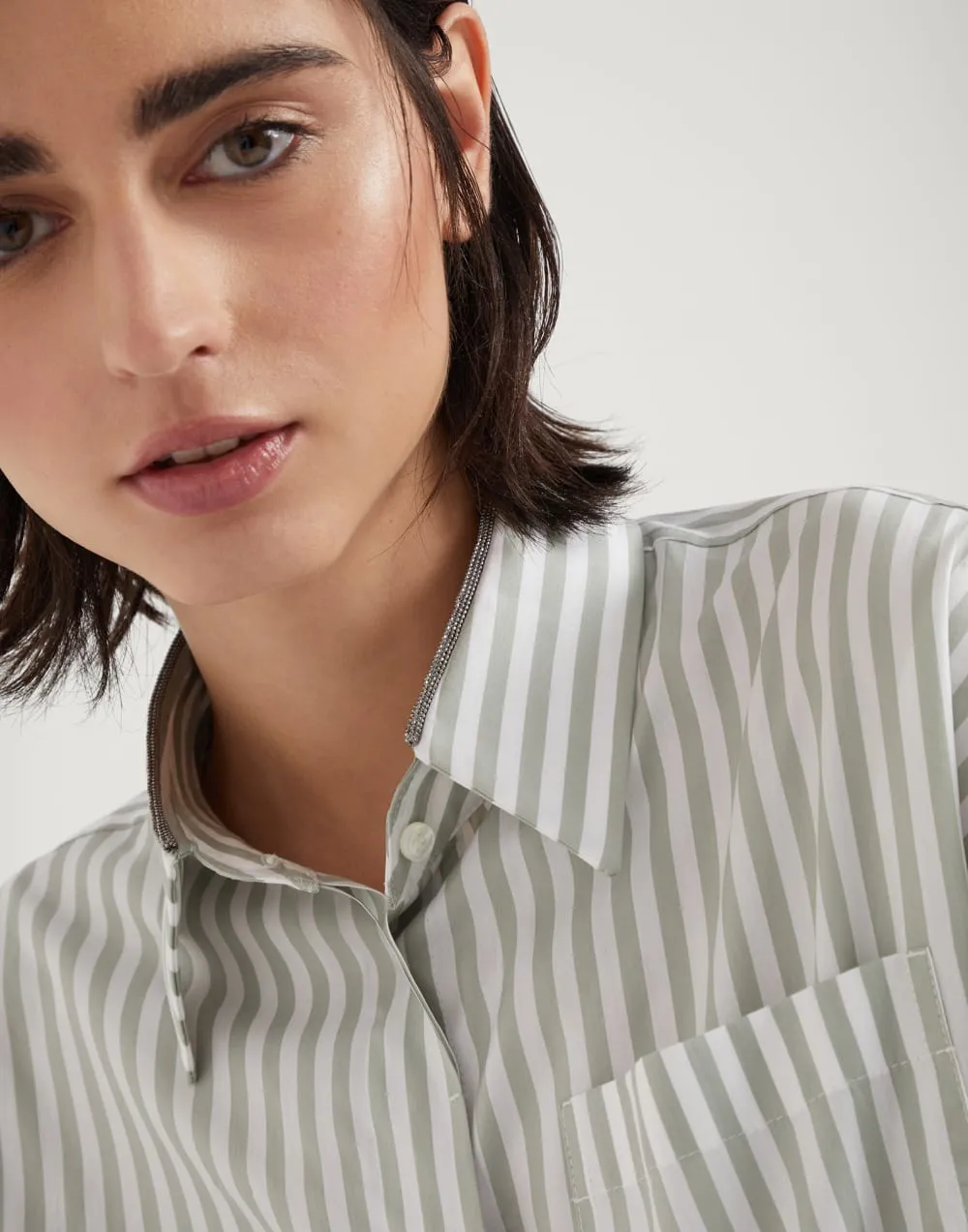Striped Chain-Embellished Shirt