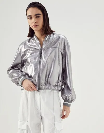 Metallic Zipped Bomber Jacket