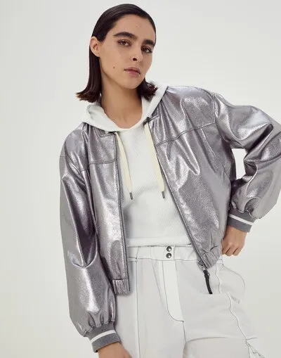 Metallic Zipped Bomber Jacket