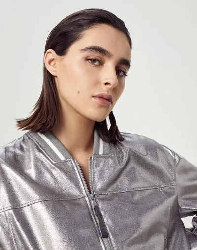 Metallic Zipped Bomber Jacket
