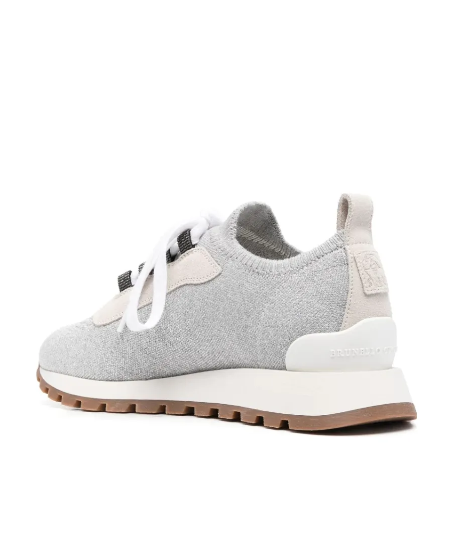 Knitted Lace-Up Sneakers