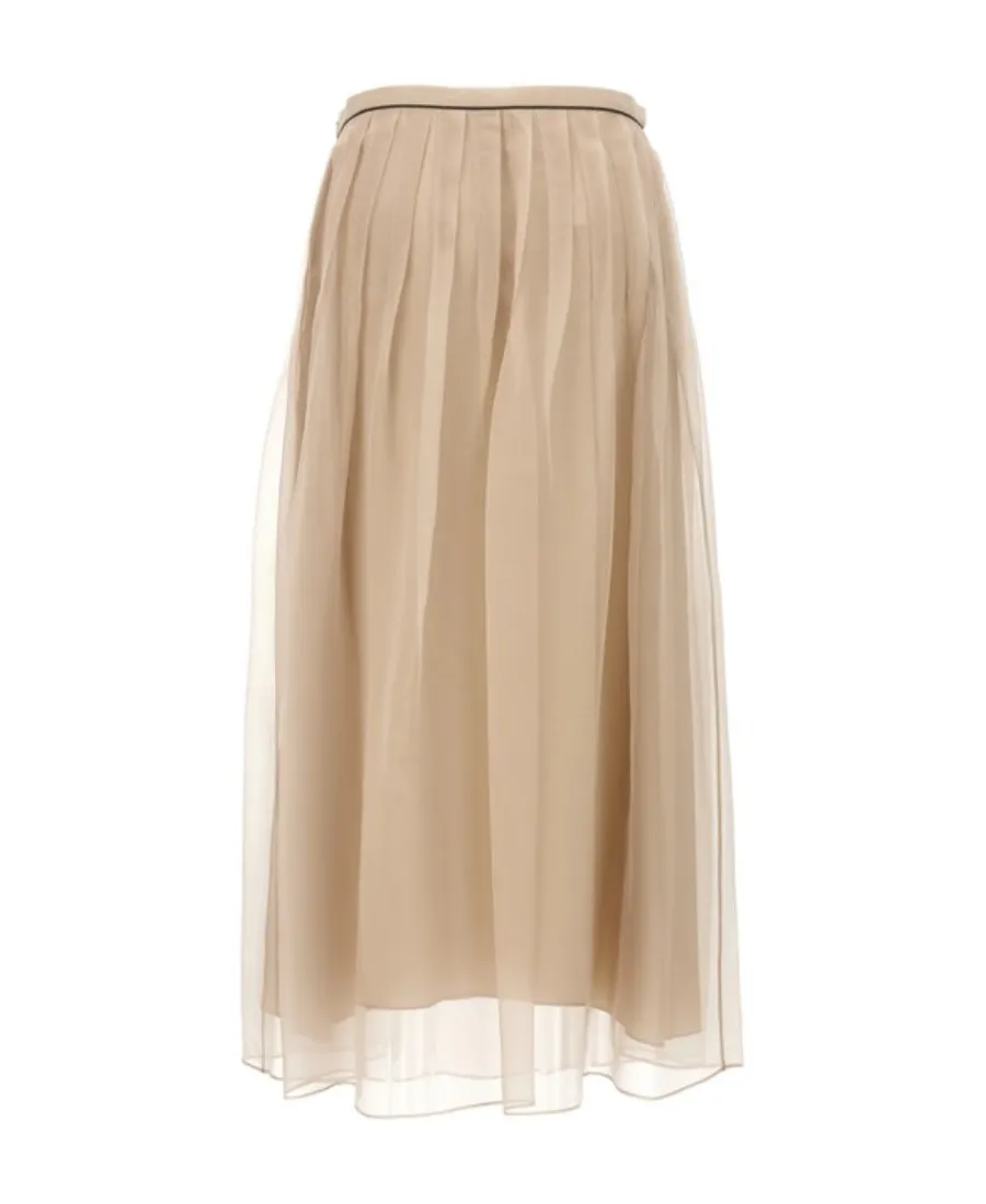 High-Waisted Pleated Midi Skirt