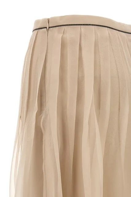 High-Waisted Pleated Midi Skirt