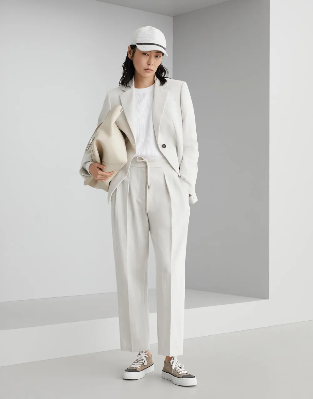 Pleated Straight-Leg Pants