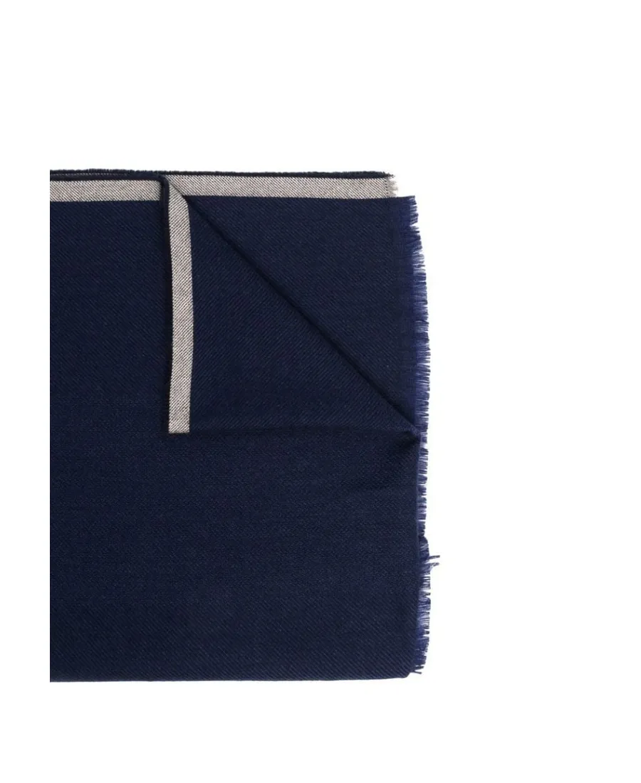 Contrast-Trim Frayed Edge Scarf