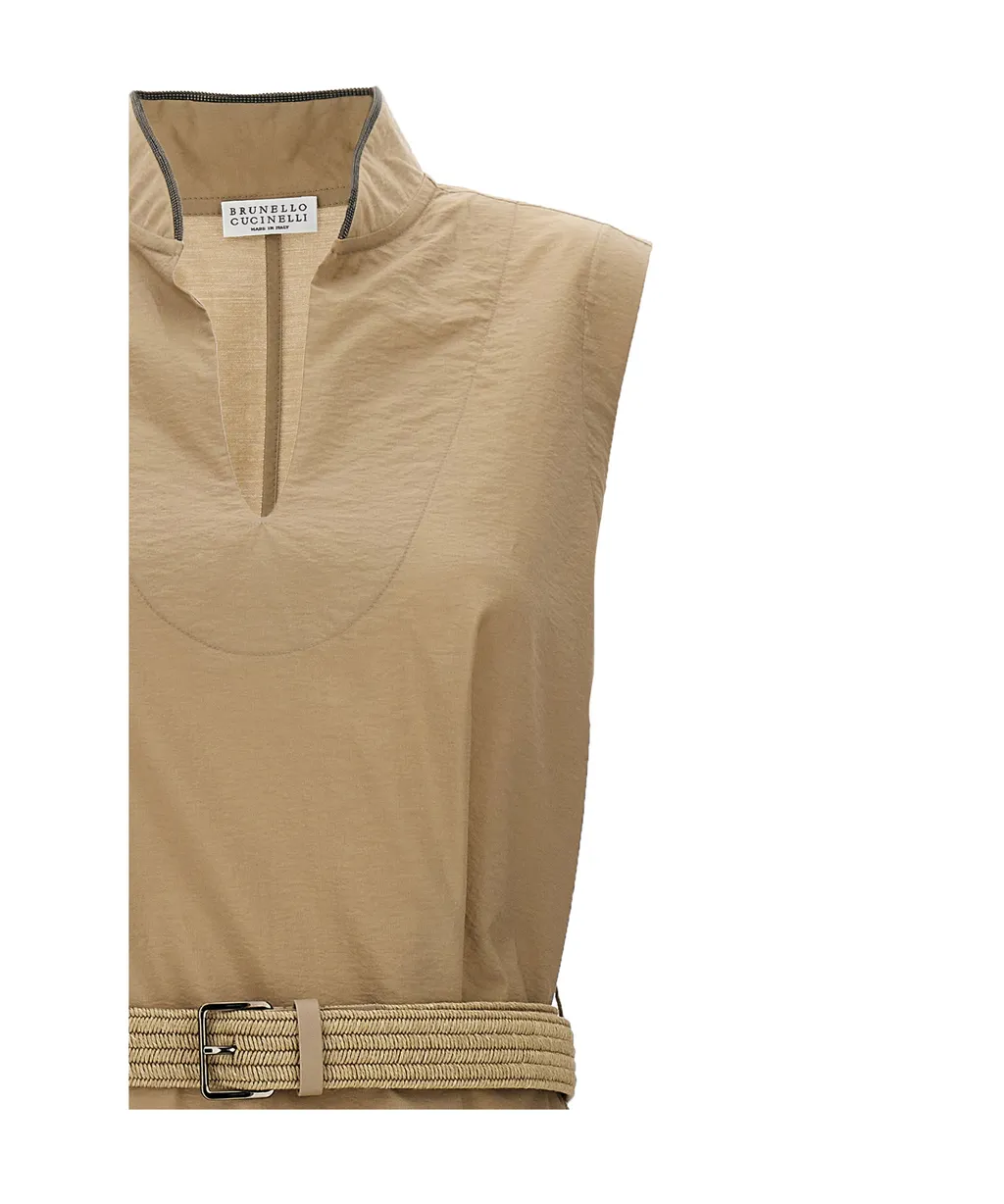 Beaded-Trim V-Neck Tunic Dress