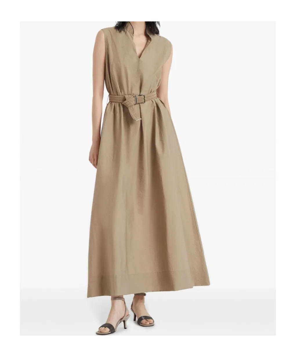 Beaded-Trim V-Neck Tunic Dress