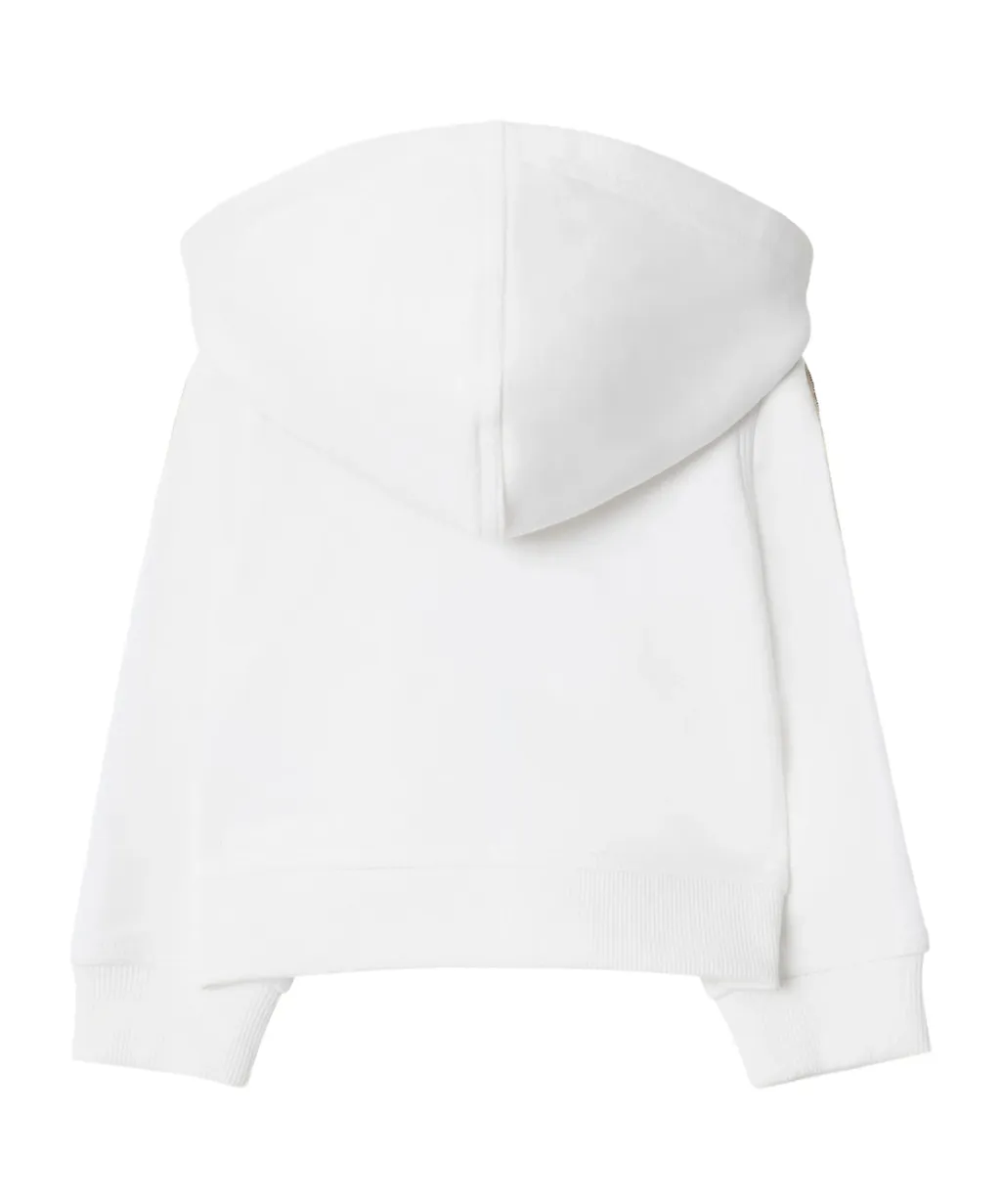 Check Trim Cotton Zip Hoodie