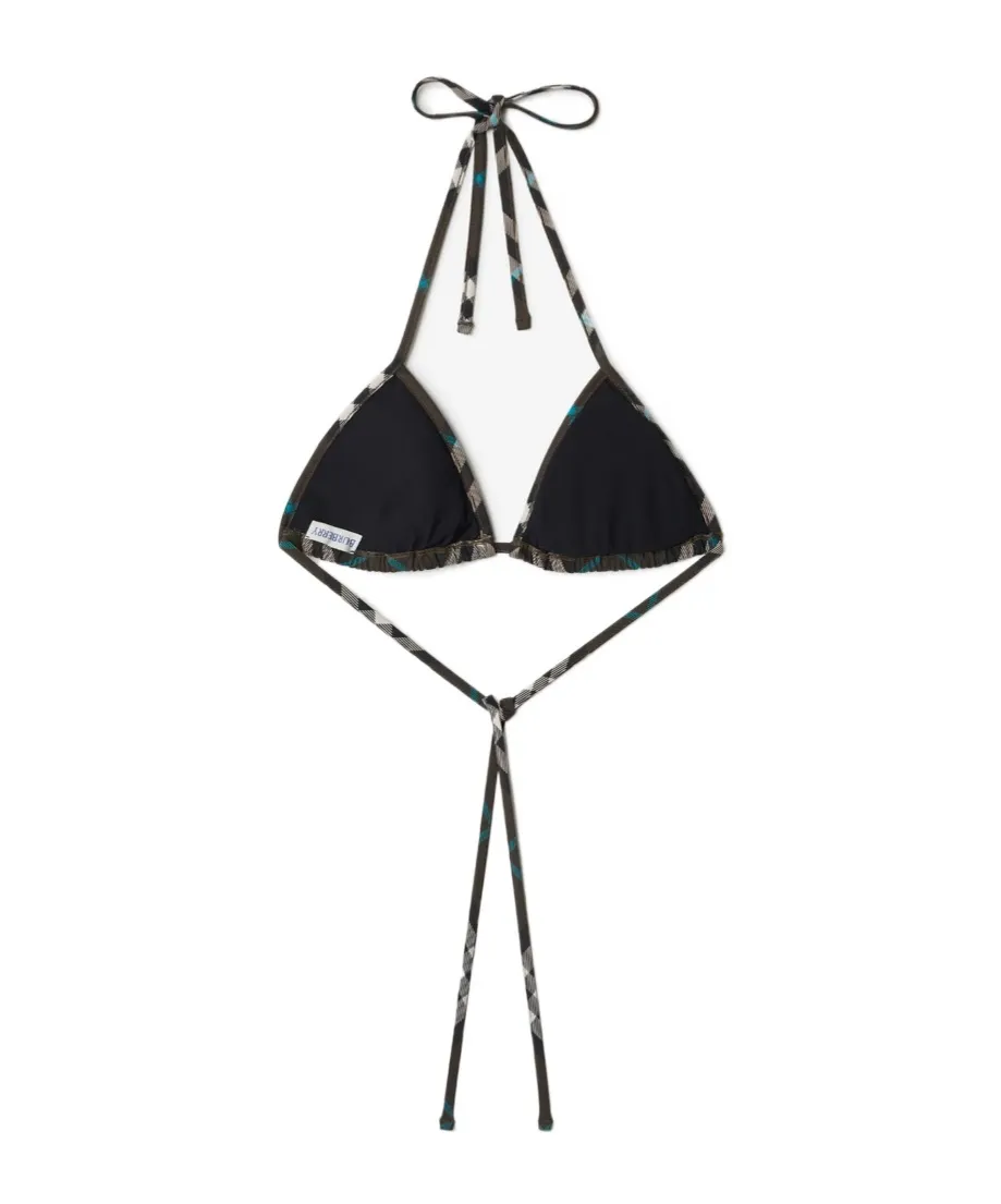 Check Printed Halterneck Bikini Top