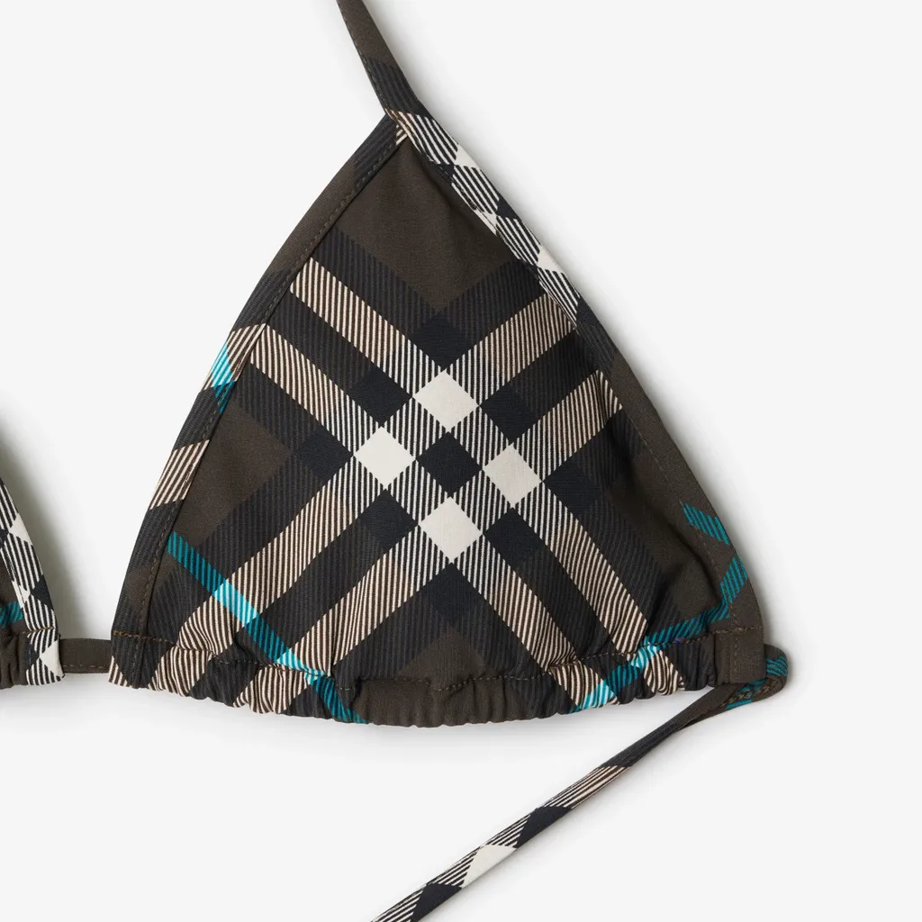 Check Printed Halterneck Bikini Top