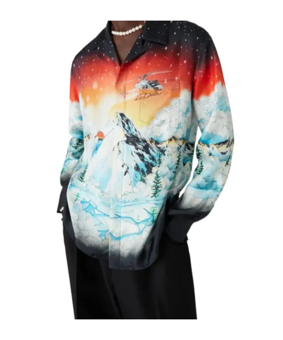 Ski Lake Long Sleeve Silk Twill Shirt