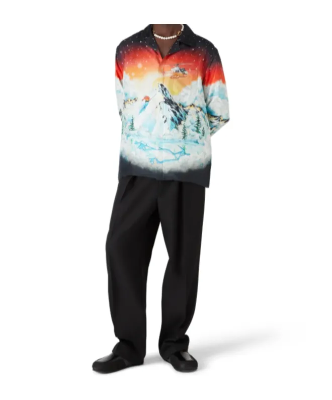 Ski Lake Long Sleeve Silk Twill Shirt