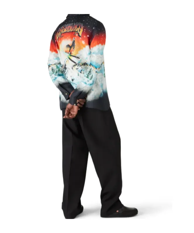 Ski Lake Long Sleeve Silk Twill Shirt
