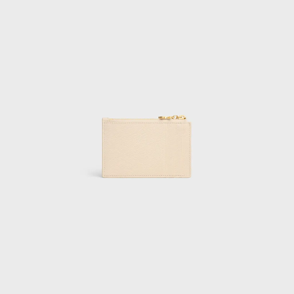 Zipped Card Holder Triomphe Charms In Grained Calfskin