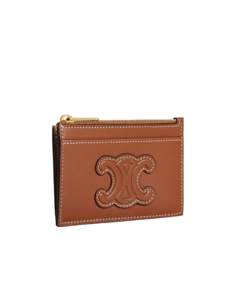Zipped Card Holder Cuir Triomphe In Smooth Lambskin